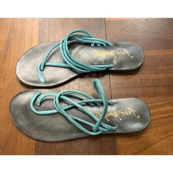 Free People Kayla Soft Strappy Sandals in Pool Blue 38 New with Box Womens - Picture 4 of 15